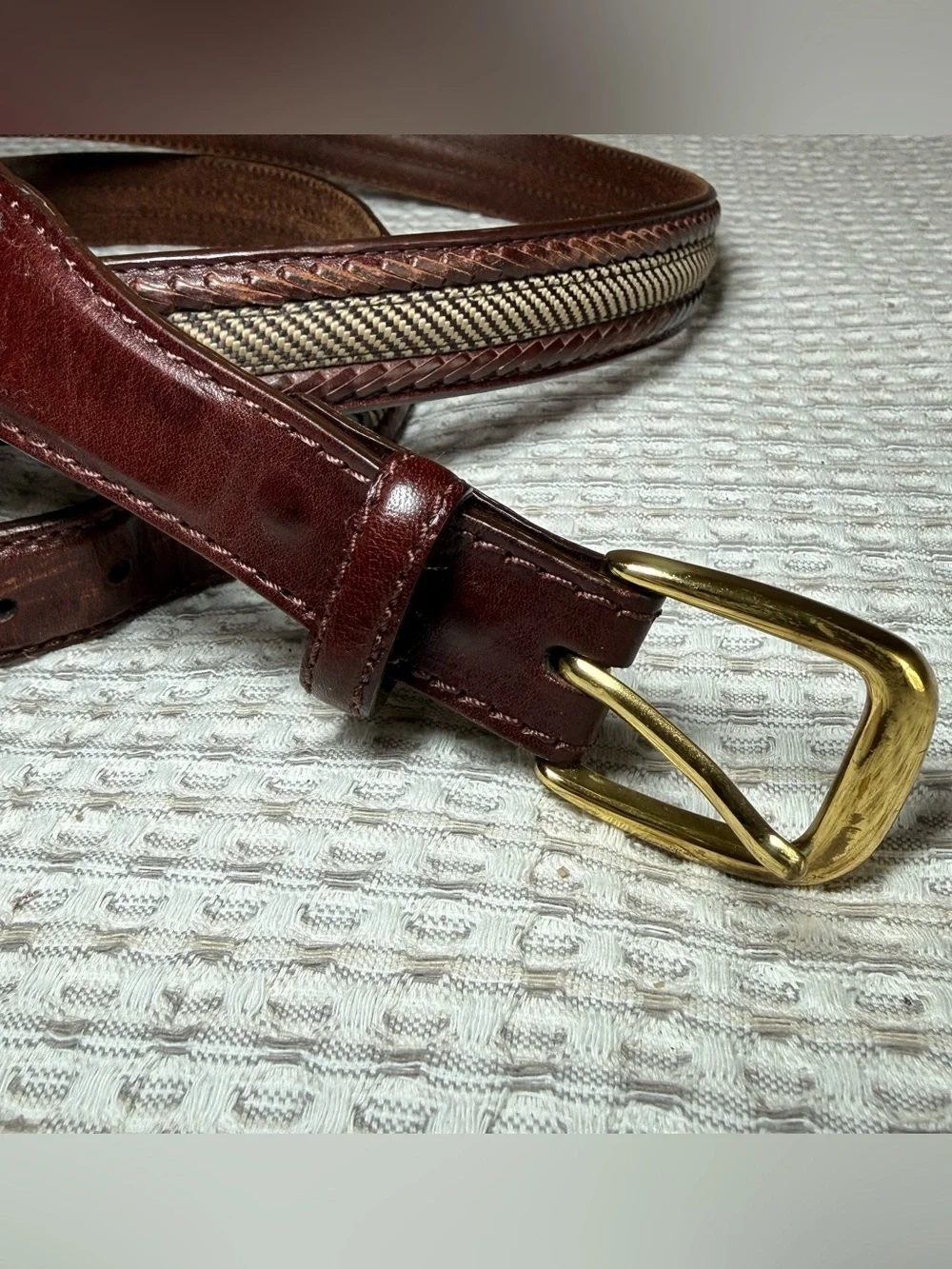 Brighton Leather Mens  Dress Belt Size 54 Brass Buckle Preppy Big Men Casual
